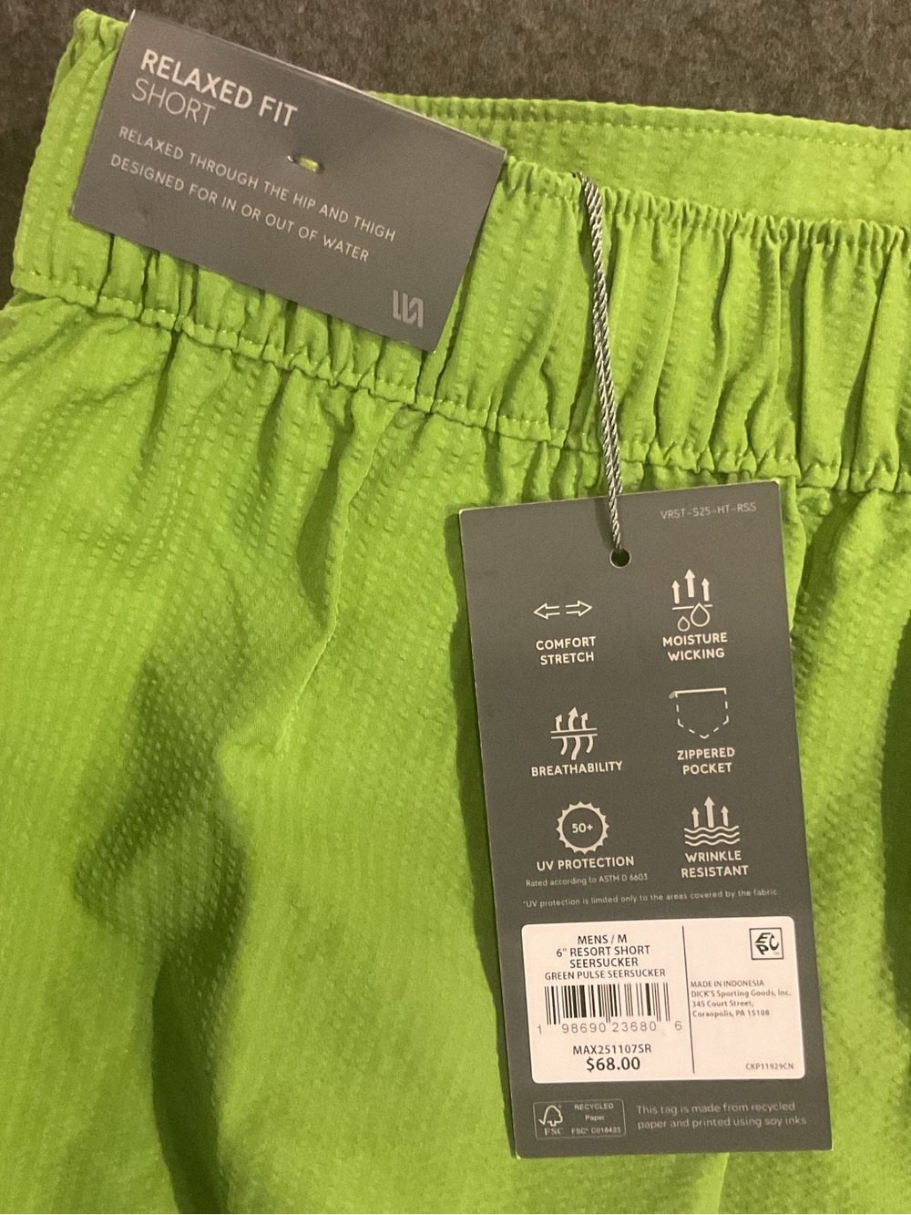 NWT VRST Men's Neon Green Athletic Shorts - Lightweight Performance M - Picture 5 of 11